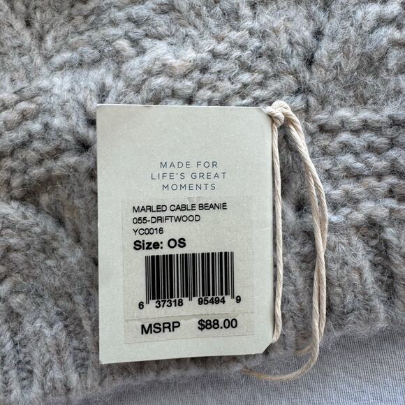NEW Faherty Marbled Cable Beanie Driftwood One Size Wool Alpaca w/tags - Picture 5 of 7